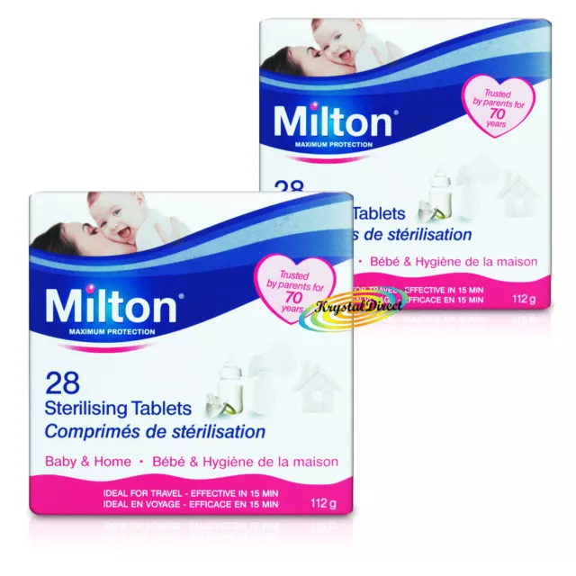 2x Milton 28 Sterilising Tablets Maximum Protection for Baby Bottle Teat Spoon