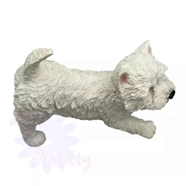 4in West Highland White Terrier Crouching Dog Statue Figurine 3