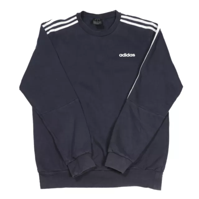 Adidas Tre Righe Felpa Medio Maglione Pullover Vintage Retrò Navy