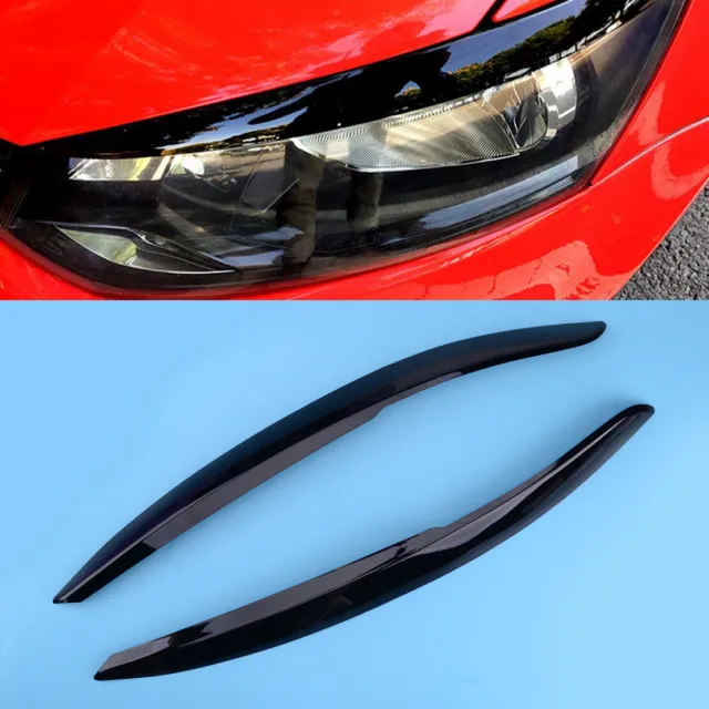 Couverture de garniture de paupière sourcil phare noir 2x pour VW Polo MK5 11-17