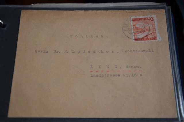 österreich OBERÖSTERREICH BRIEFHÜLLE 1948 RIED INNKREIS - LINZ LUDESCHER