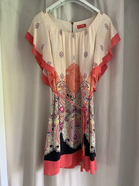 Robe D'été René Derhy Brodée Et Perlée - Taille L - Noir Floral - Coton/viscose - Occasion Très Bon état