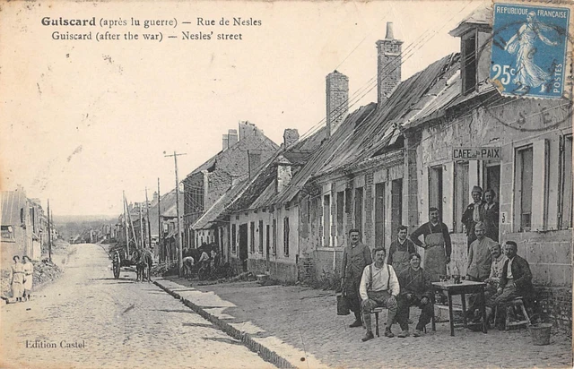 Cpa 60 Guiscard / Rue De Nesles / Cafe De La Peace