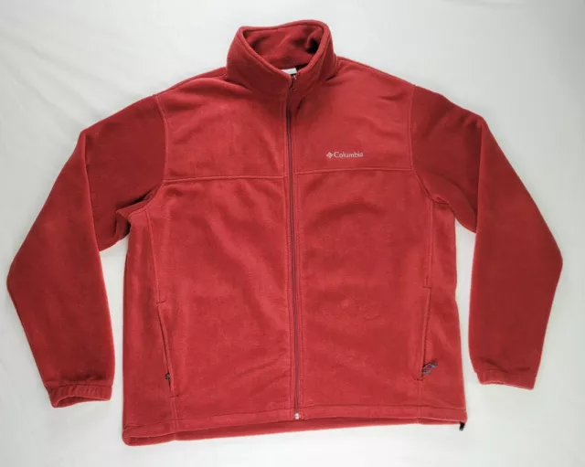 Columbia Red Full Zip Fleece Jacket Mens XL Mock Neck