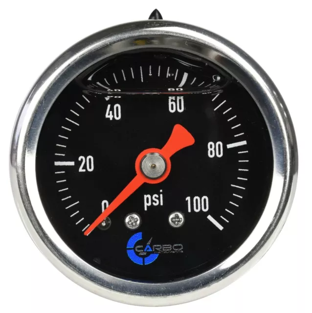 CARBO Gauge 0-100 psi Fuel Pressure Oil Pressure 1.5" Liquid Filled, Black Dial