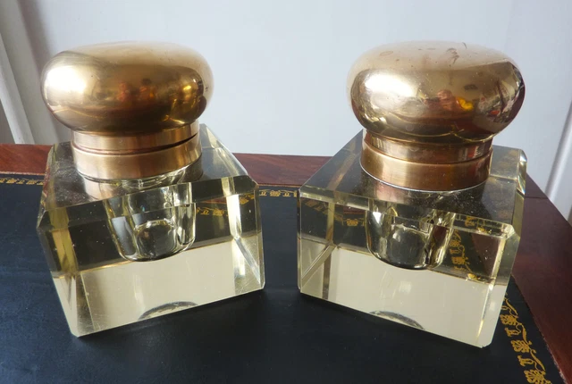 Paire De Clips D’oreilles Anciens – Verre Et Métal, Fermoir Clips Vintage