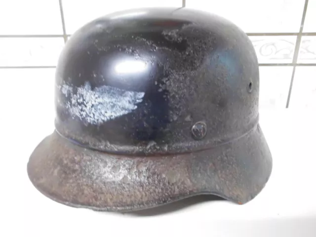 ORIGINAL Stahlhelm M35 RLB Luftschutz, neueres Innenteil, ehemals Bodenfund