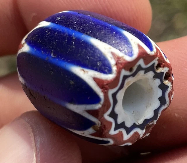 Large Deep South FLORIDA INDIAN TRADE GLASS BEAD Six Layer Chevron Arrowhead