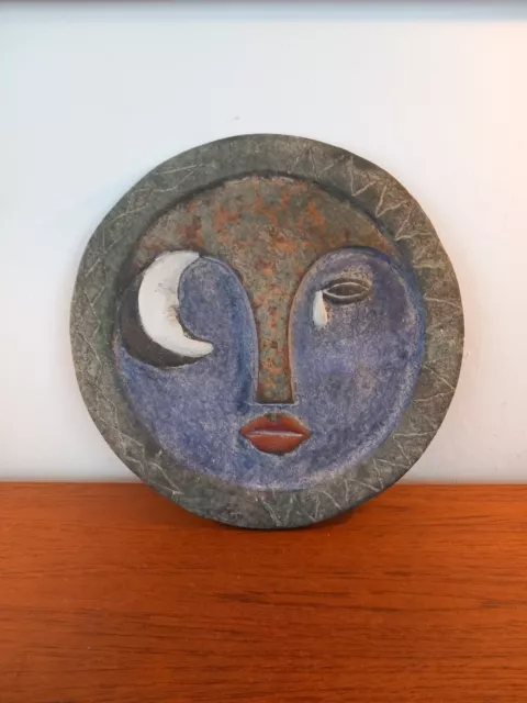 Vintage Italian Ceramica Abstract Large Sun Wall Plaque,  Art Pottery, Handmade