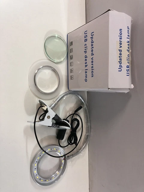 Lámpara de lupa LED portátil (8 dioptrías), con cuello de cisne flexible