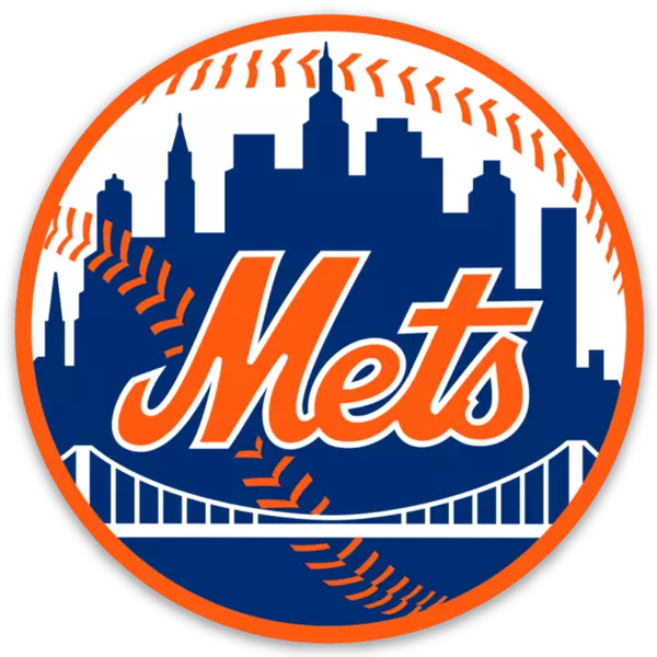 NEW YORK METS Orange & Black Classic Baseball Logo Type Die-Cut