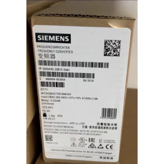 New Siemens 6SE6440-2UD15-5AA1 MICROMASTER440 without filter 6SE6 440-2UD15-5AA1