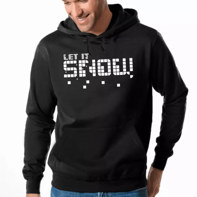 Let it Snow neve Natale commedia pixel felpa con cappuccio felpa con cappuccio