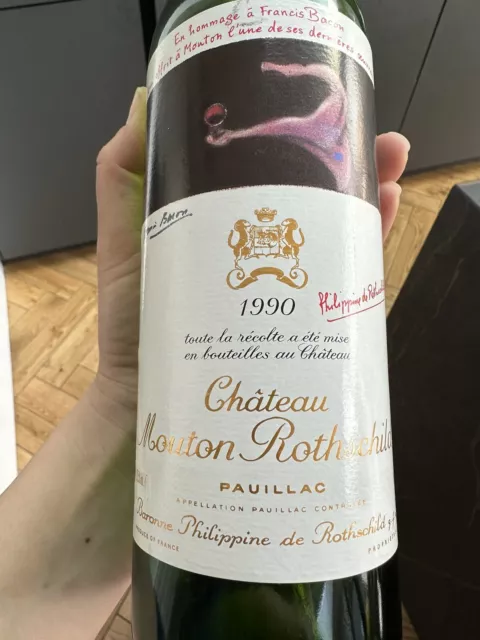Chateau Mouton Rothschild 1990 Vintage, Rare Empty Wine Bottle 3
