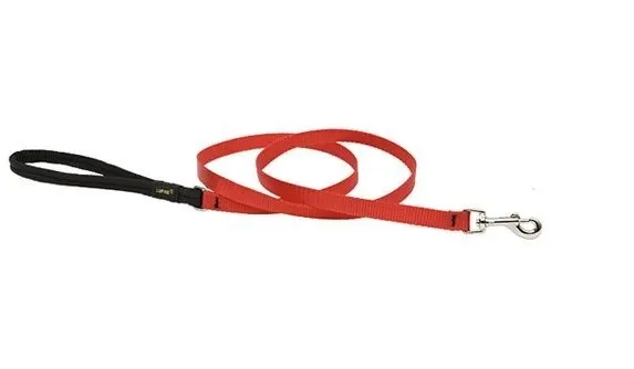 Lupine Pet Basics 1/2 inch Red 6 foot Padded Handle Leash for Small Pets