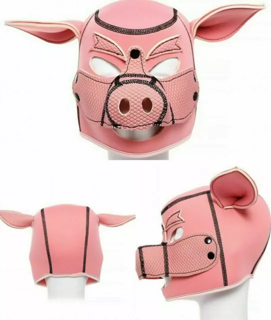 Halloween Roleplay headgear Adult Pig Head Harness PU Leather mask Restraints