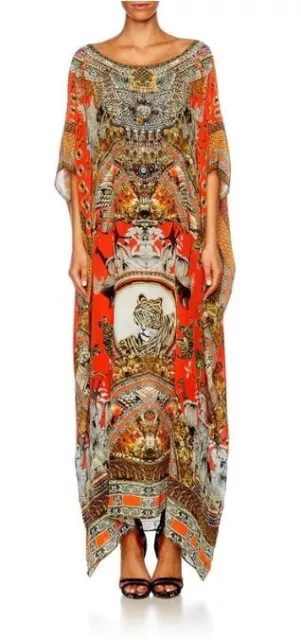 NWT CAMILLA 100% silk Hangzhou Hollywood crystal kaftan maxi dress / One Size