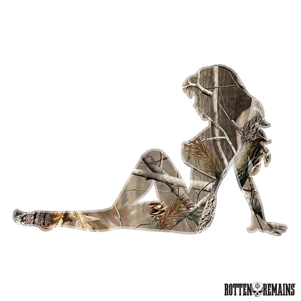 Camo Mudflap Girl Decal Hunting Sexy Deer Hunter Vinyl Sticker (LH) e7m