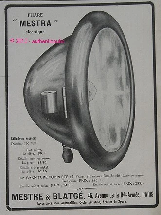 Publicité Originale Mestre & Blatgé – Tourisme Automobile – Années 1920