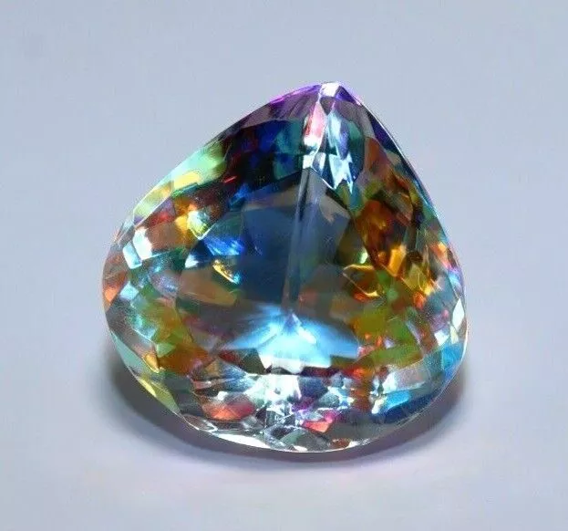 Natural 48.00 Ct Pear Cut Mystic Quartz Certified Rainbow Color Loose Gemstone