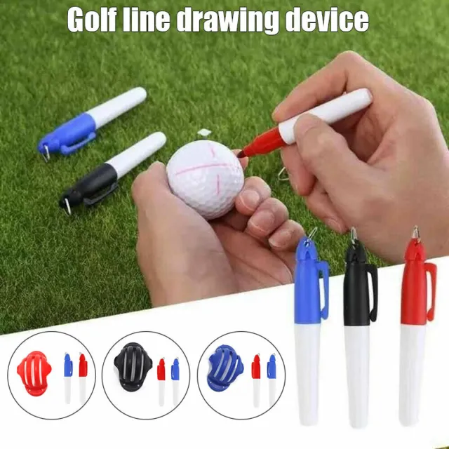Golf Ball Triple Track 3 Line Marker Stencil ERC Chrome Soft Odyssey + 2 Pen AU