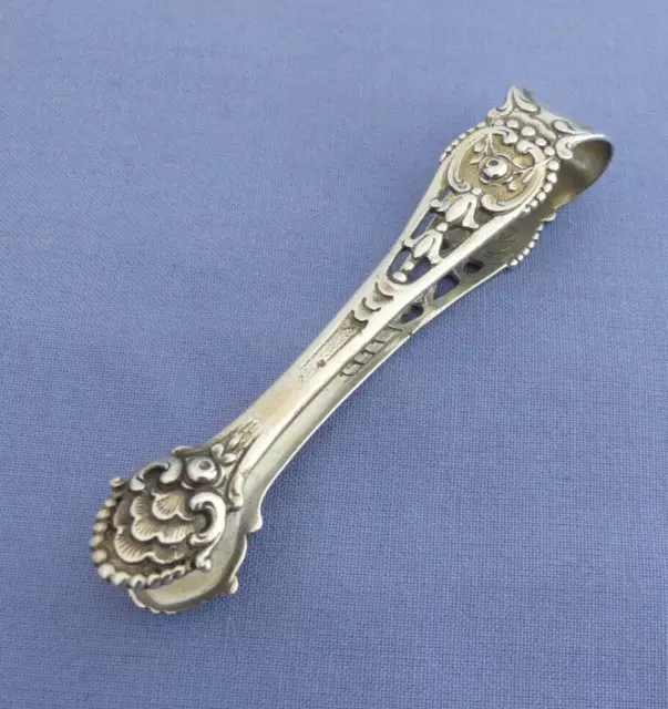 Ornamente mit Blumen - Zuckerzange - 800er Silber - ca. 9,6 cm