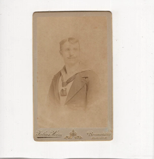 CDV Foto Marine Soldat / Matrose mit Widmung - Bremerhaven um 1890