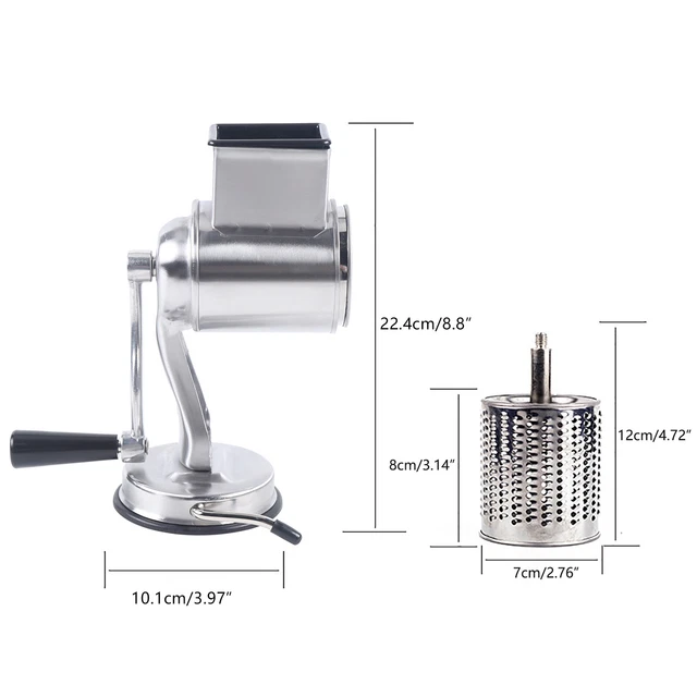 KitchenVelly 5-in-1 Rotary Cheese Grater – Hand Crank Shredder & Slicer For Cheese, Veggies, Nuts – Easy To Clean, Compact Design