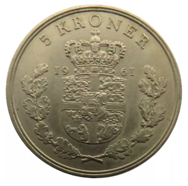 1961 Denmark 5 Kroner Coin