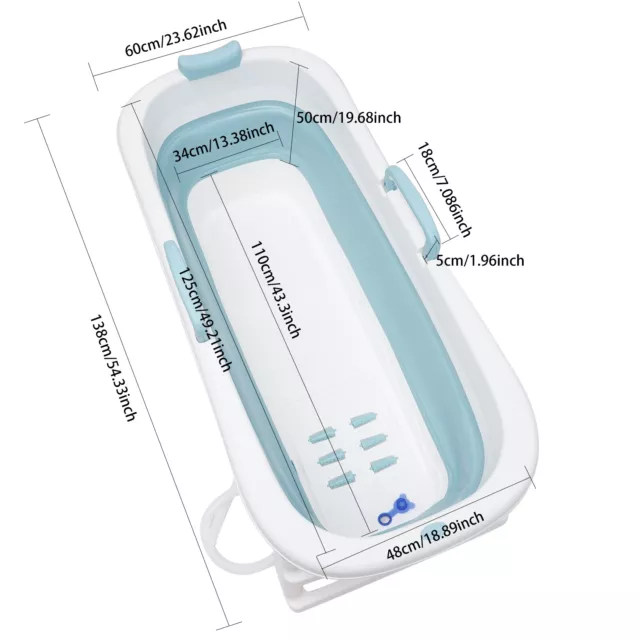 138cm Faltbar Badewanne Erwachsene Spa Bad Klappbar Beweglich Mobil badewanne 3