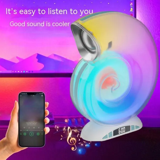 Conch BT Audio Bluetooth Speaker Rhythm Light Alarm-Clock APP Control Lot J6