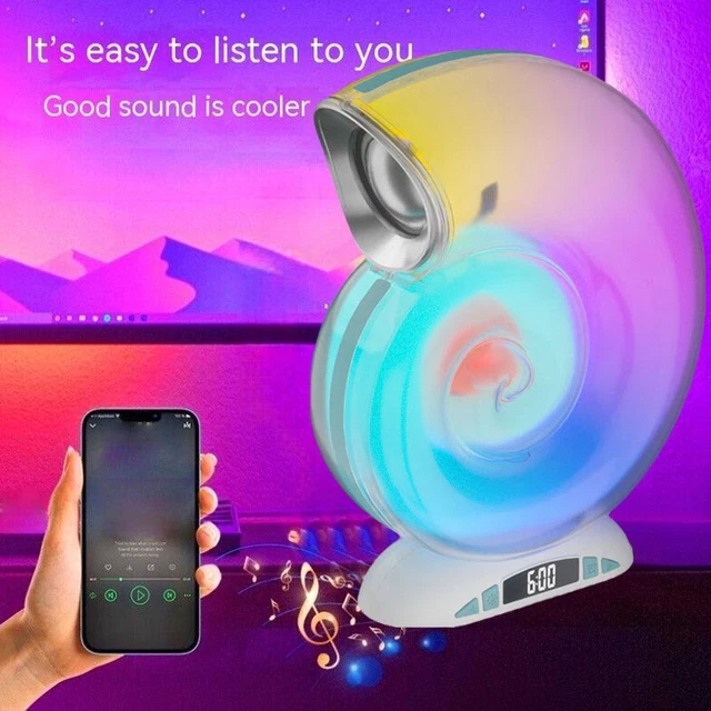Conch BT Audio Bluetooth Speaker Rhythm Light Alarm-Clock APP Control Hot T8