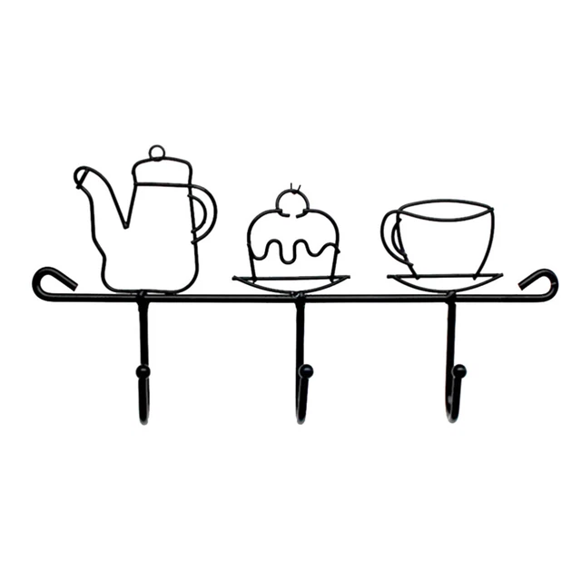 2 PCS Wrought Iron Metal Clothes Hanger Wall Mount Clothing Rack
