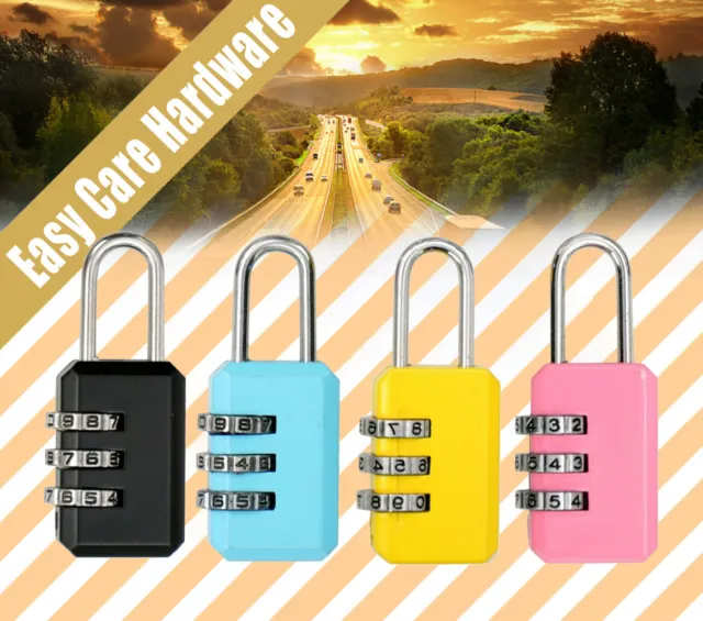 Combination Travel Padlock 3 Digit Suitcase Luggage Bag Small Security Gym Lock