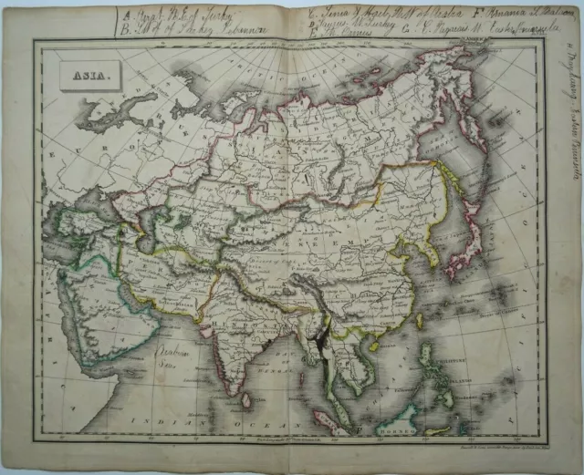 Antique map of Asia by John Russell 1825