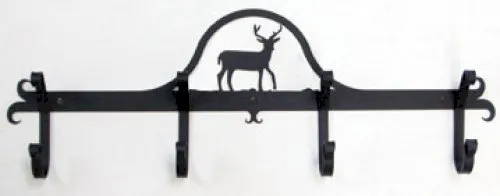 Wrought Iron Coat Bar Deer Pattern 4 Hooks Black Home Wall Decor Rack Hanger