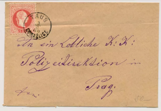 ÖSTERREICH 1881 5Kr bug, Briefkuvert T(B) nach PRAG. Schön, attraktiv.