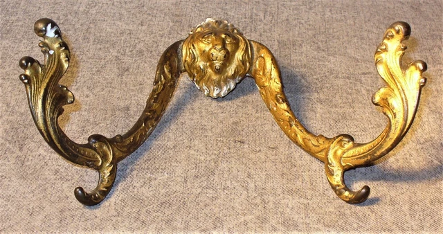 Antique Gold Finish Lions Head Cast Iron Wall Mount Coat-Hat Rack Tree Hook