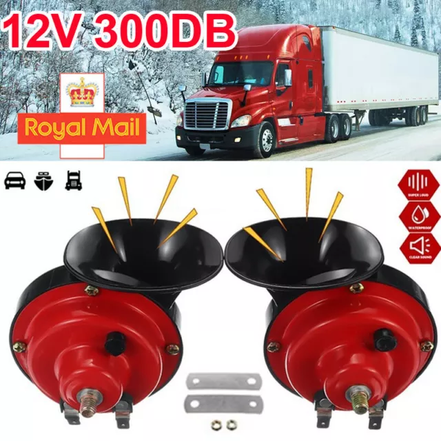 2pcs 300DB Super Snail Air Train Horn For Truck Car Boat Motorcycle 12V Electric