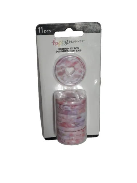 Happy Planner Medium Plastic Heart Discs “Tye Die” Set of 11, 1.25", Pink