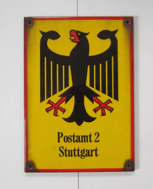 Original Emailschild Deutschen Bundespost " Postamt 2 Stuttgart" 42 x 29,5 cm