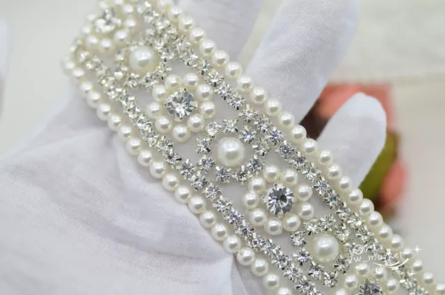 1Yard Rhinestone Chain Pearl Crystal Trim DIY Sewing Craft Wedding Dress  Costume