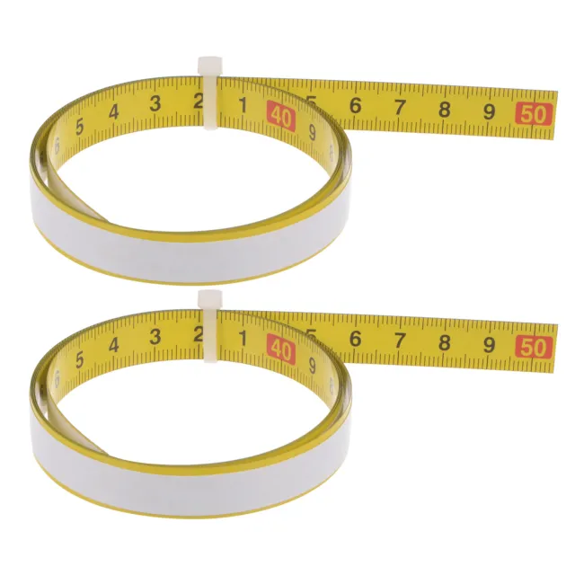 2pcs Self Adhesive Tape Measure 100cm Start from Middle Steel Ruler Tape, Yellow
