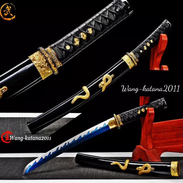 20''Gold Snake Tanto Blue T10 Steel Mini Katana Japanese Samurai Short Sword New