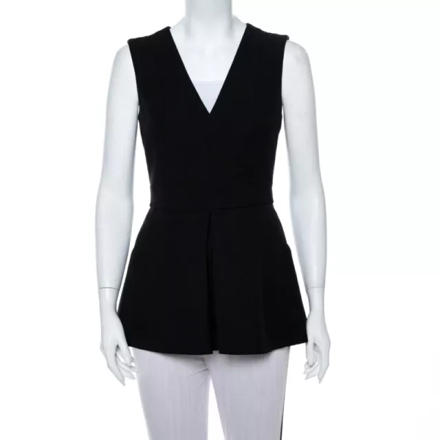 Alexander McQueen Black V Neck Sleeveless Peplum Top M