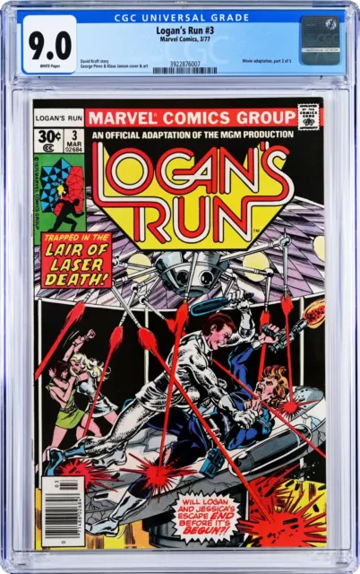 Logan's Run #3 CGC 9.0 (Mar 1977, Marvel) George Perez Cover, Movie Adaptation