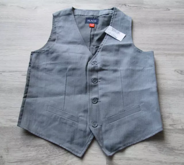 ❤ PLACE boys suit blazer vest NEW 7 8 grey herringbone NWT