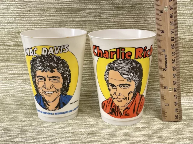 Mac Davis Charlie Rich 711 Seven Eleven Slurpee Plastic Cups Vintage Lot Of 2 2