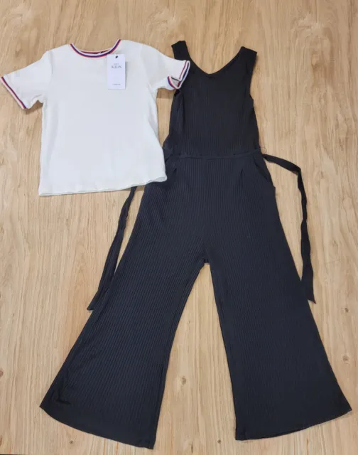 Marks And Spencer 2 Part Set Age 7-8 Girls T shirt Jumpsuit New with Tags   572