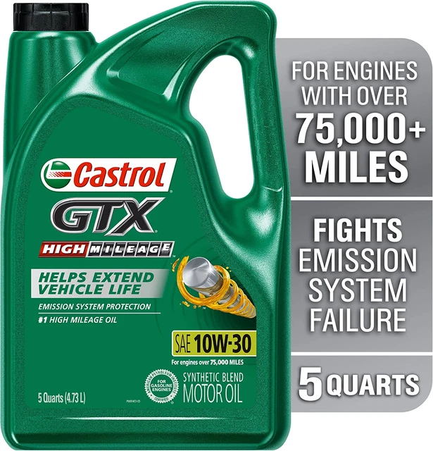 GTX High Mileage 10W- 30 Synthetic Blend Motor Oil , 5